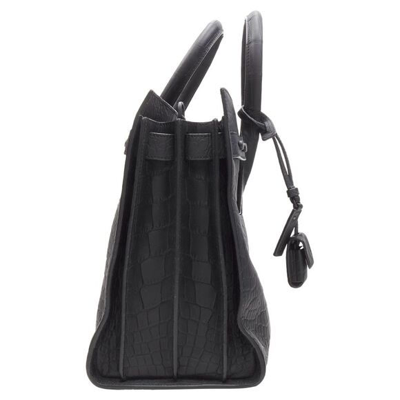 Saint Laurent Small Sac De Jour Stamped Croc Tote Bag - Picture 4 of 6